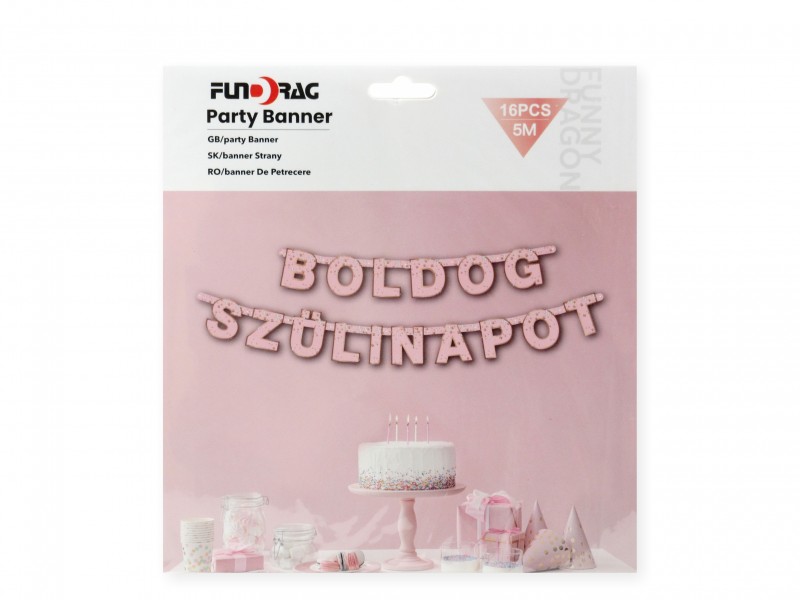 Rózsaszín Kapcsos Boldog Születésnapot Füzér