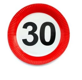 30-as Sebességkorlátozó Party tányér