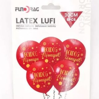 Magenta Rózsaszín Boldog Névnapot Gumi (Latex) Lufi