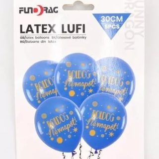 Kék Boldog Névnapot Gumi (Latex) Lufi