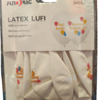 Fehér-Színes Boldog Születésnapot Gumi (Latex) Lufi